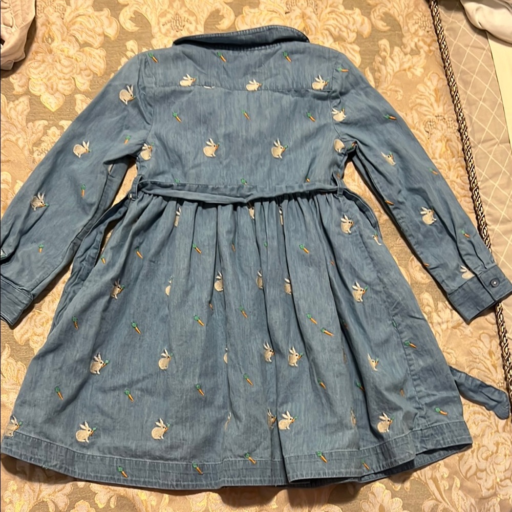 Mini Boden Blue Bunny Rabbit Print Casual Dress - Picture 3 of 4